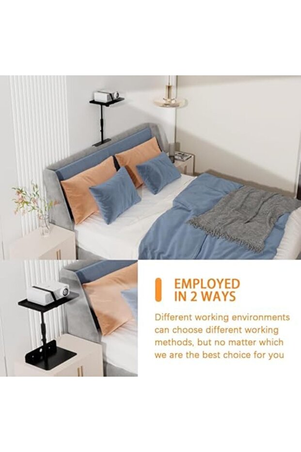 CENXI Projector Stand, Height Adjustable, Hidden Shelf Desktop No Drilling - 8