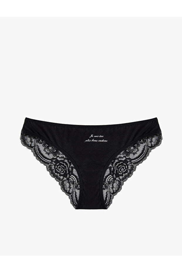 Cotton Printed Brazilian Panties with Lace Detail on the Back