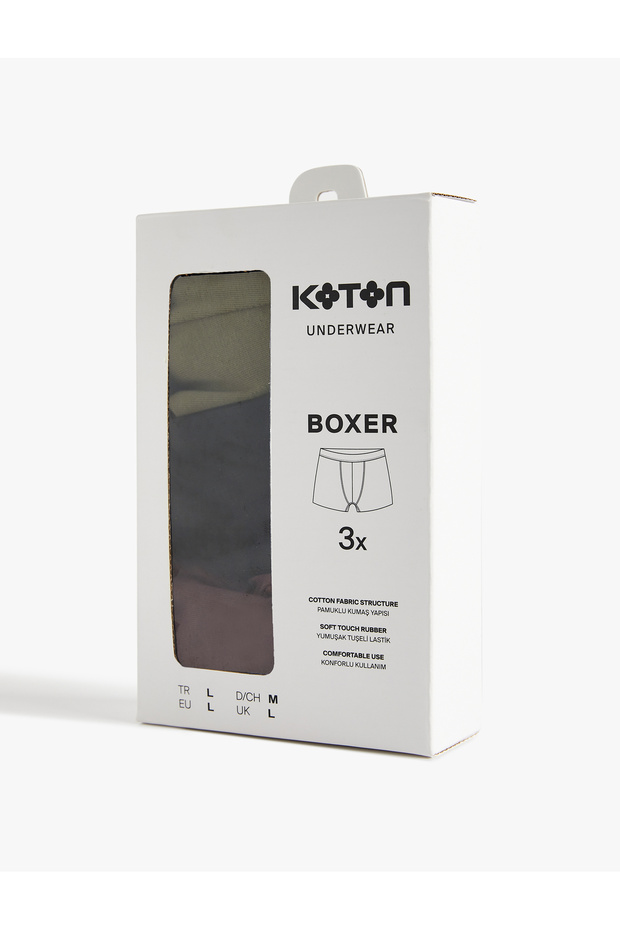 Pamuklu Regular Fit 3'lü Boxer Seti - 3