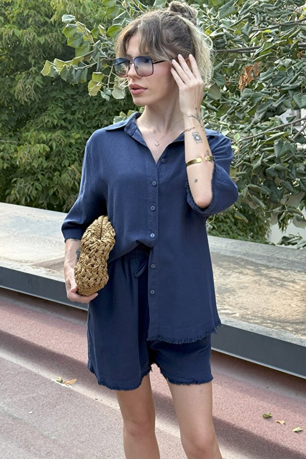 Tassel Detail Shirt and Shorts Set Cr6002