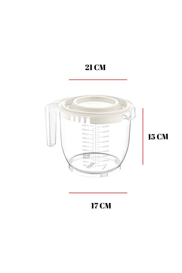 2200 ml Mixer Container White & Measuring Container & Storage Container - 2