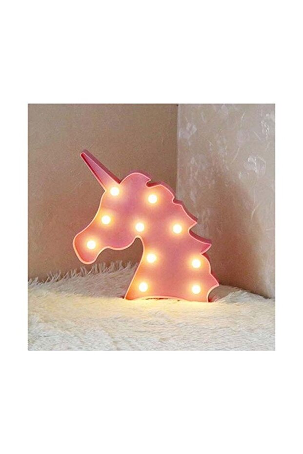 10 Pieces LED Unicorn Head Model Night Light Pink 30x23.5x3cm