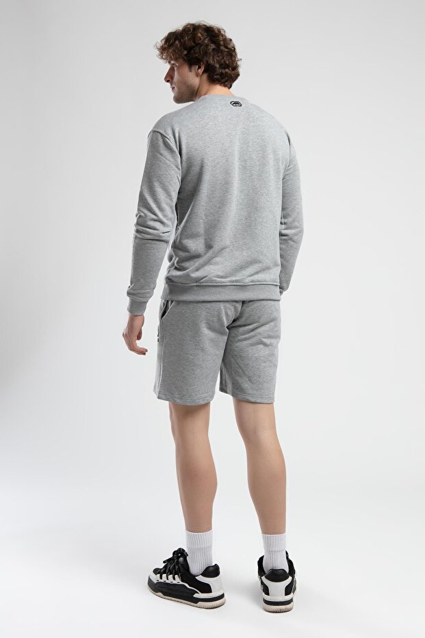 MALCOLM Gri Örme Şort Nakışlı Standard Fit Erkek Örme Şort - 3