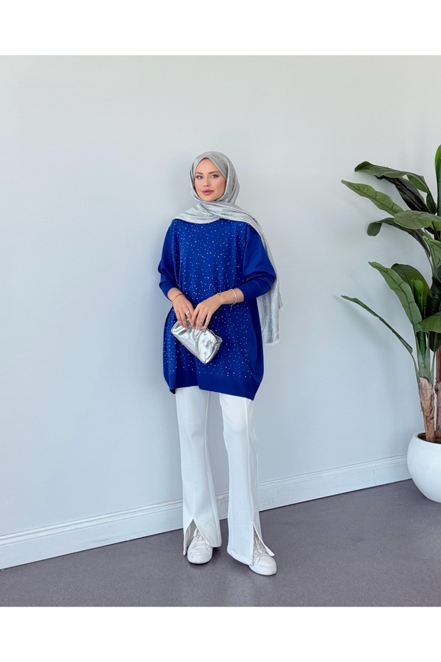 Taşlı Merserize Tunik - 5