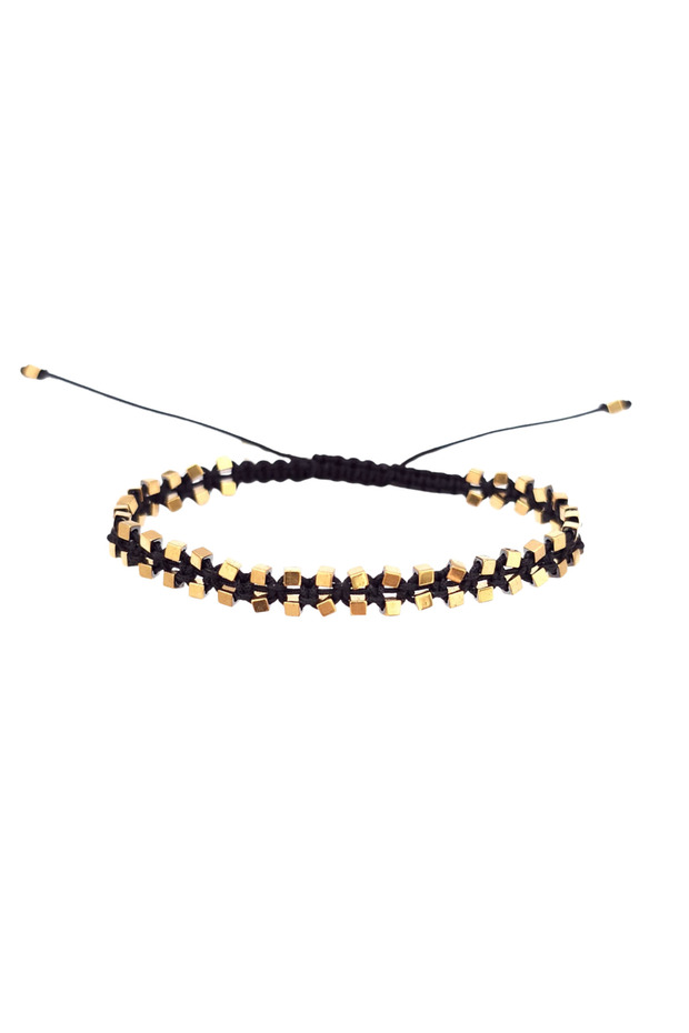 Adjustable bracelet "Gold Cube Hematite" - 1
