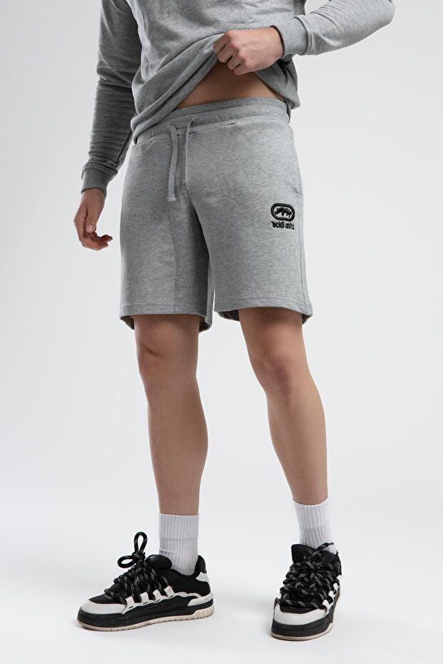 MALCOLM Gri Örme Şort Nakışlı Standard Fit Erkek Örme Şort - 4