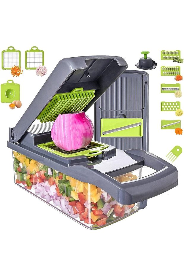 NEW Vegetable Chopper Dicer 13-in-1 with 7 Blades Veggie Chopper with Container Onion Cutter Mandoli