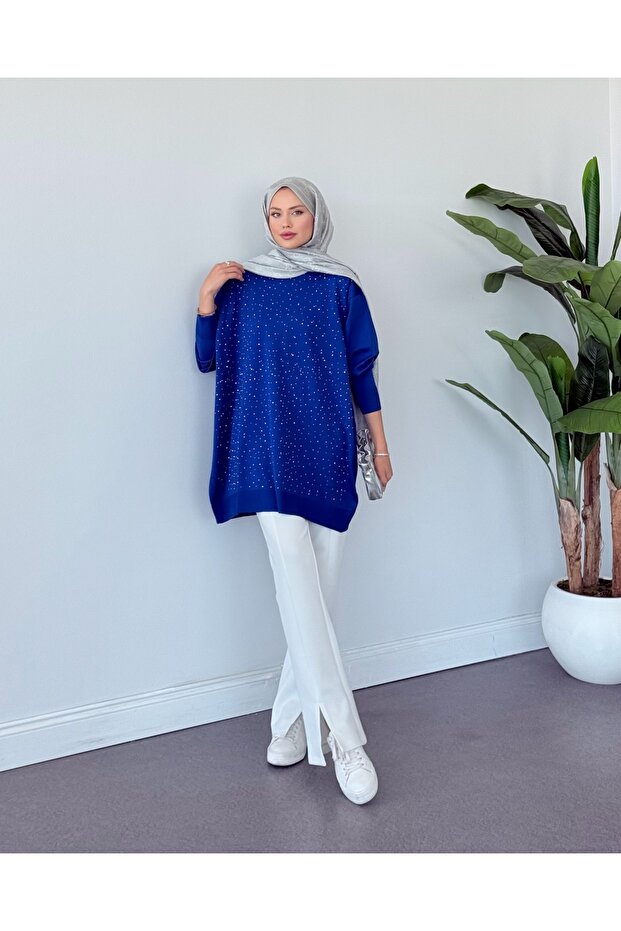 Taşlı Merserize Tunik - 4