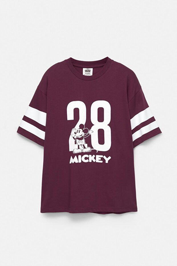 Kısa kollu Mickey Mouse baskılı t-shirt - 5
