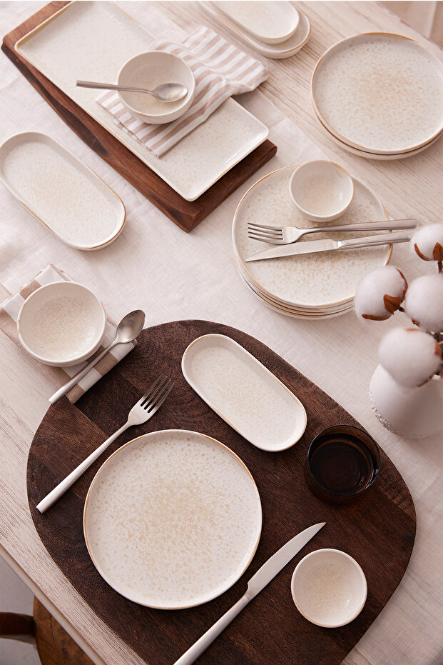 Bone Sand Wind 15 Piece Breakfast Set for 6 People