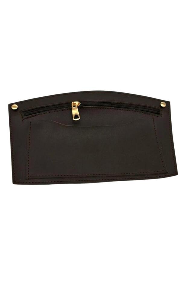 Angel Bag Accessory 24X15 cm Dark Brown Color Trock Faux Leather Pocket Light Gold Metal