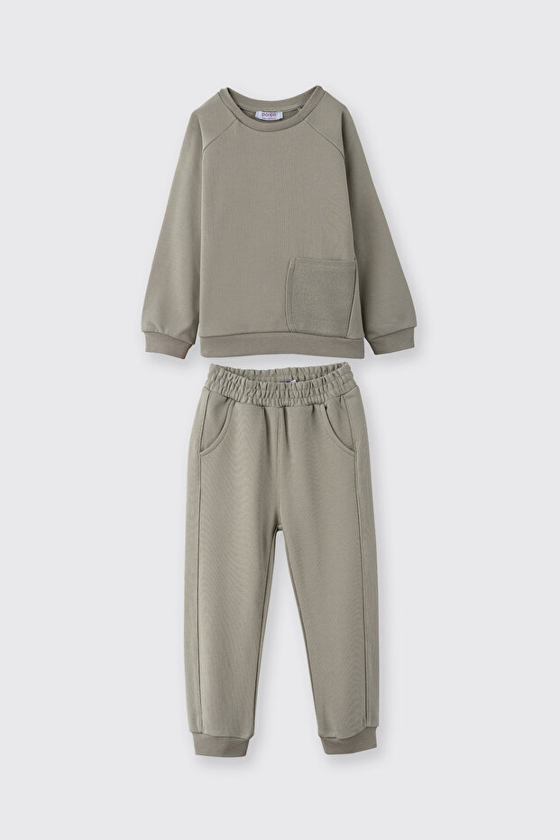 Baby Boy Green 2-Piece Tracksuit Set with Pocket Detail