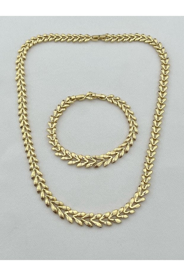 Xuping Jewelry Virgo Model Gold Necklace Bracelet Set (Virgo Leaf Model Gold Necklace Bracelet Set)