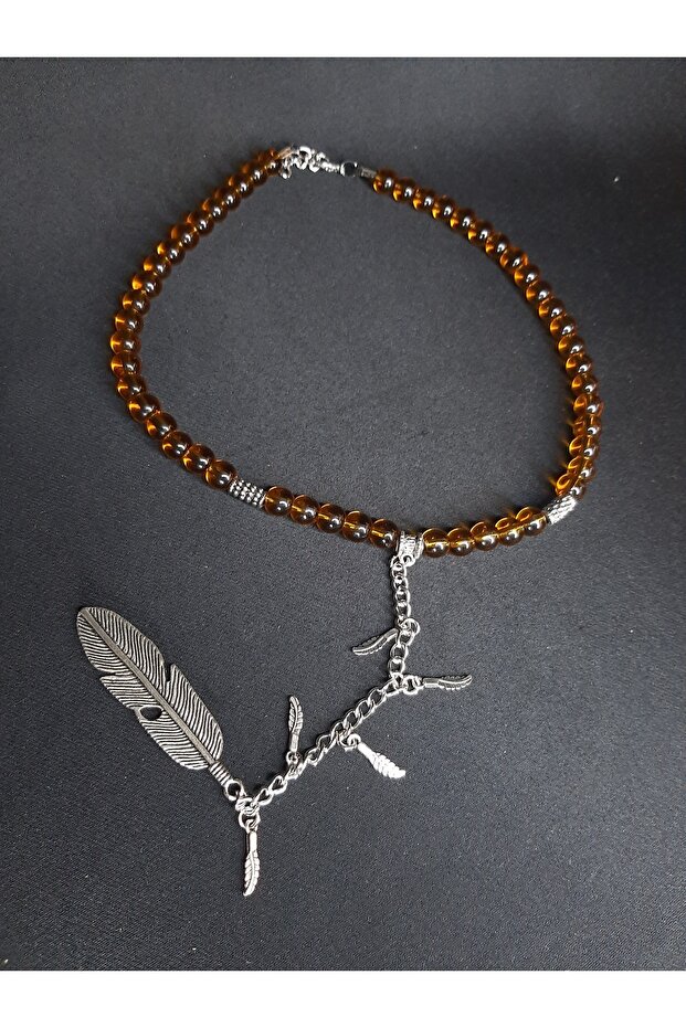 Translucent Glass Beads and Metal Detail Y Necklace