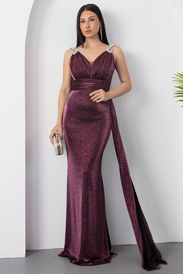 Rochie de seara argintie cu umeri 39844 - 6