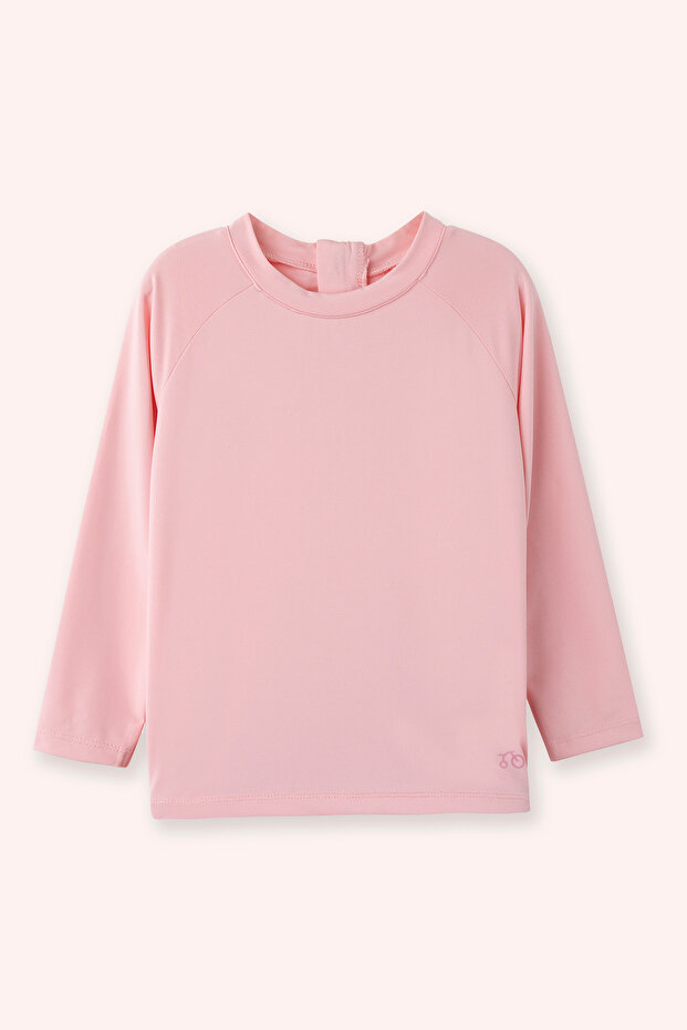 Baby Girl Crew Neck Uv Protected Pink T-Shirt