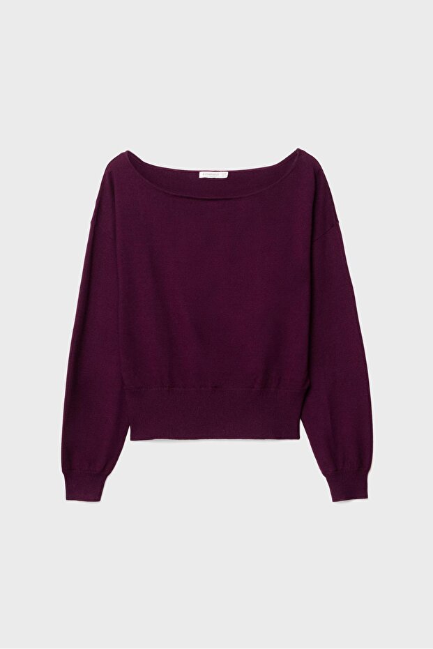 Geniş yaka triko kazak - 6