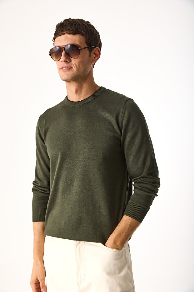 Bisiklet Yaka Regular Fit Basic Triko - 5