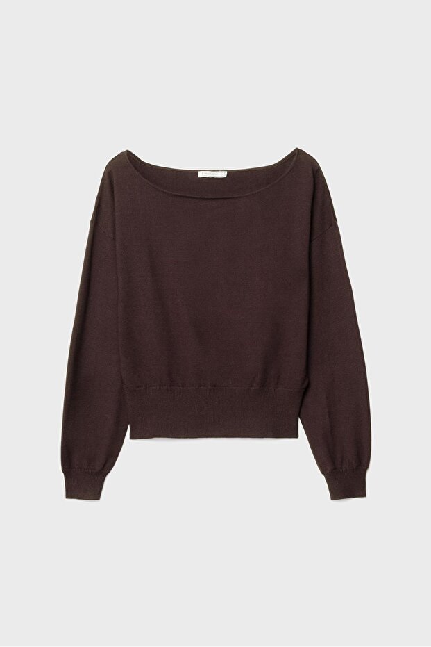 Geniş yaka triko kazak - 5