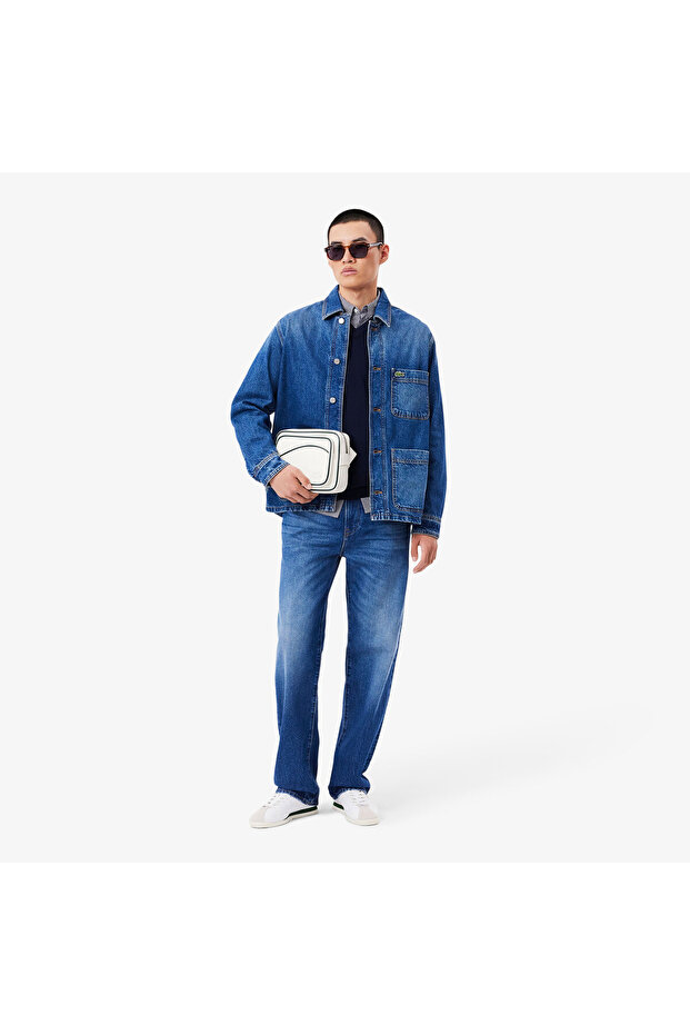 Erkek Straight Fit Lacivert Jean Pantolon - 5