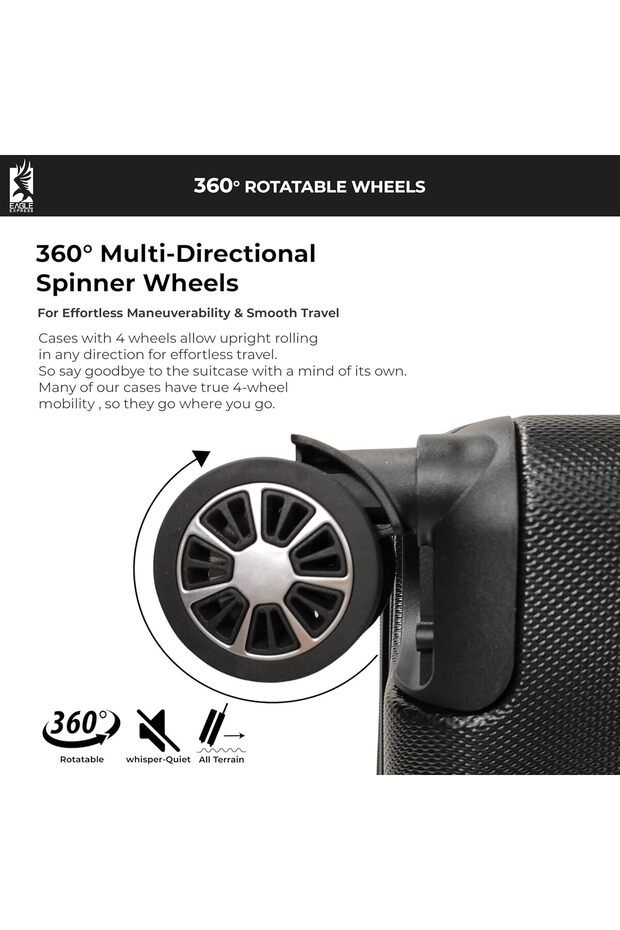 عربة واقية صلبة من مادة ABS مقاس 28 بوصة باللون الأسود - 4