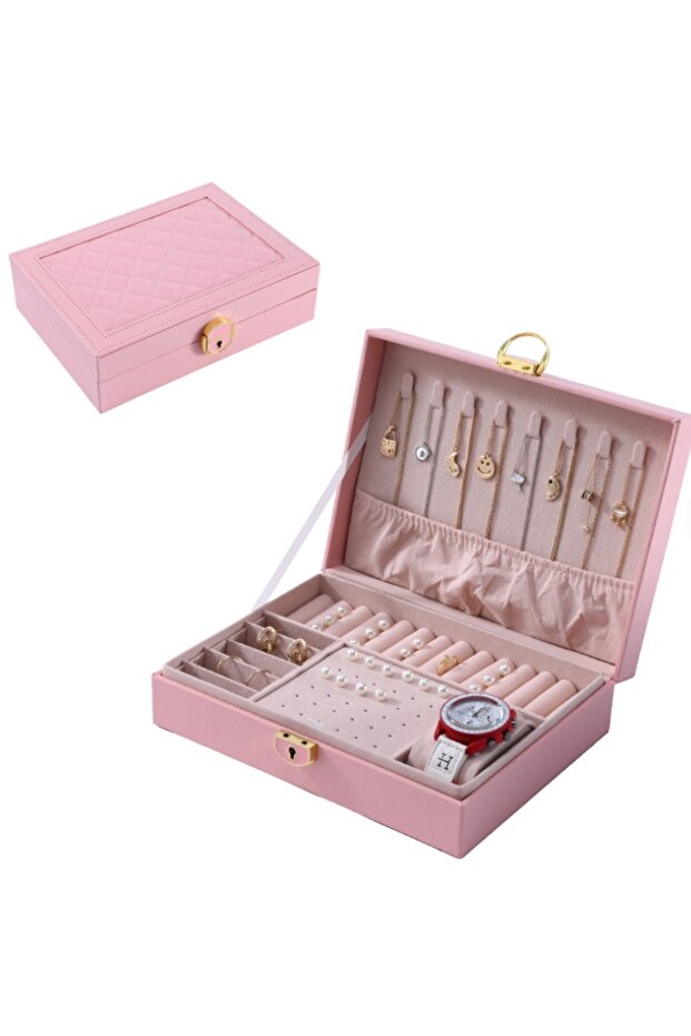 Gmn10 Luxury Jewelry-Jewelry Storage Box with Lockable Key Large-Size Multi Jewelry Organizer