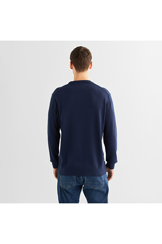 Erkek Lacivert Regular Fit Bisiklet Yaka Kazak - 2