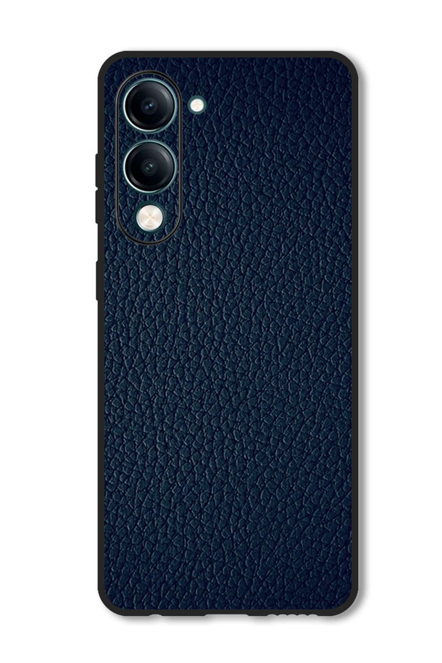 Case Compatible with Vivo Y29s Protection Shockproof Bumper Cover Blue Leather Pattern