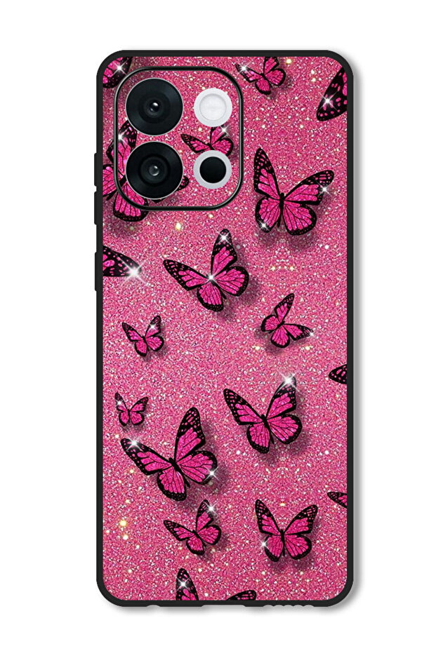 Case Compatible with OnePlus 13s 6.32 Inch Protection Shockproof Bumper Cover Pink Butterflies
