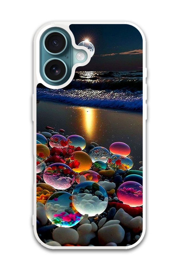 Protective Case Cover For APPLE IPHONE 16 Plus Stone Beach (White Bumper)