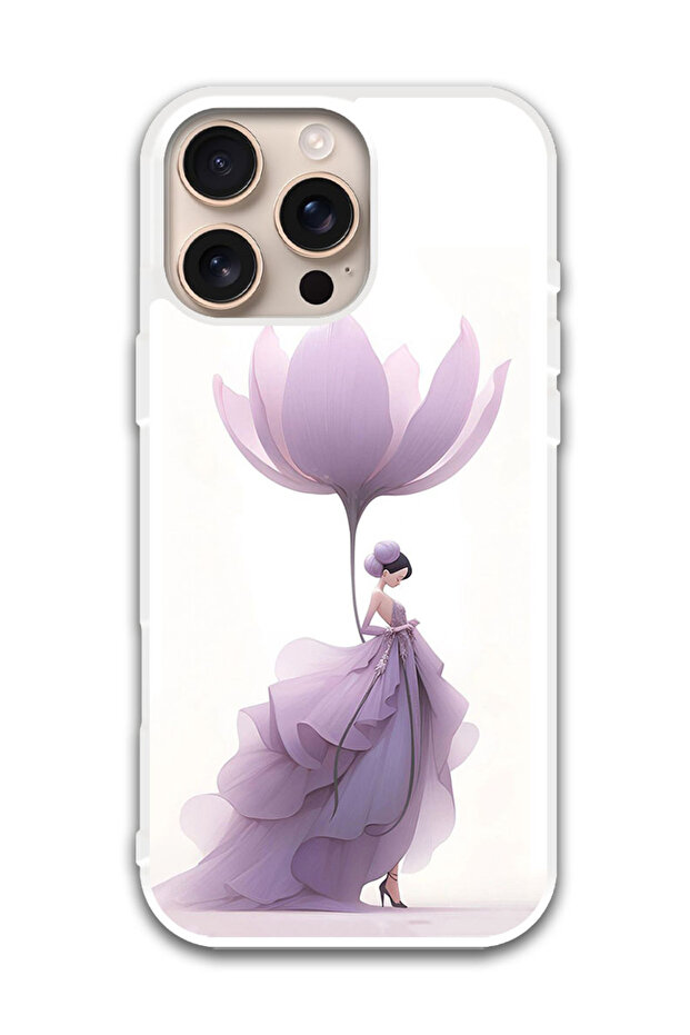 Protective Case Cover For APPLE IPHONE 16 Pro Max Women Flower (White Bumper)