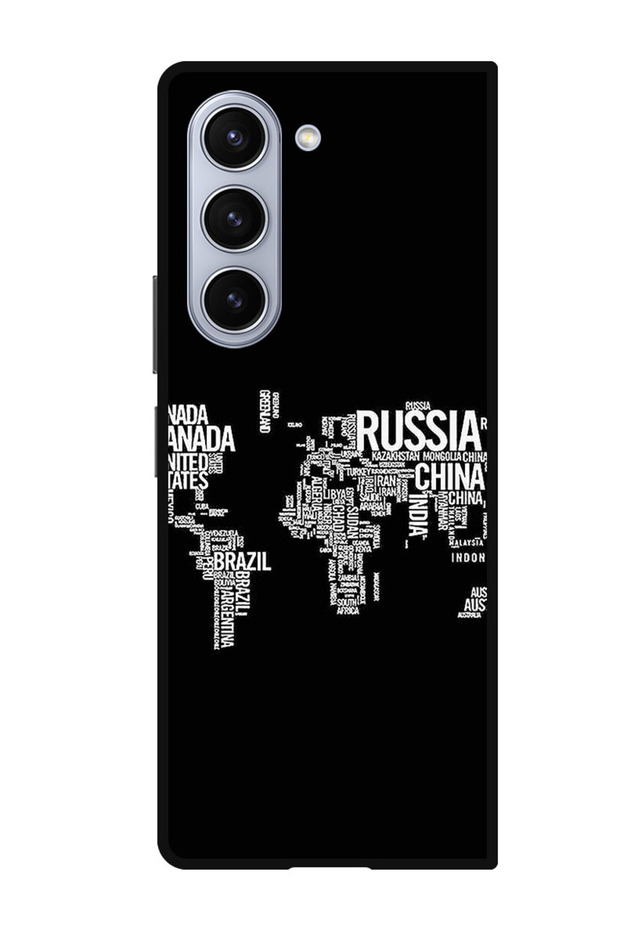 Protective Case Anti Scratch Shock Proof Bumper Cover For Samsung Galaxy Z Fold 5 Written World Map