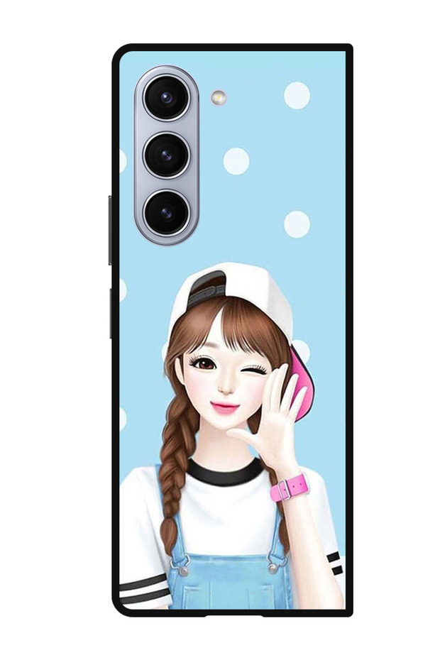Protective Case Anti Scratch Shock Proof Bumper Cover For Samsung Galaxy Z Fold 5 Girl Wear Cap