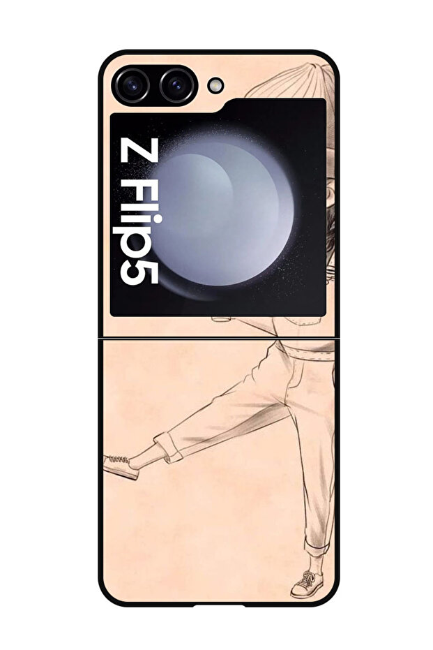 Protective Case Anti Scratch Shock Proof Bumper Cover For Samsung Galaxy Z Flip 5 Girl drink coffee