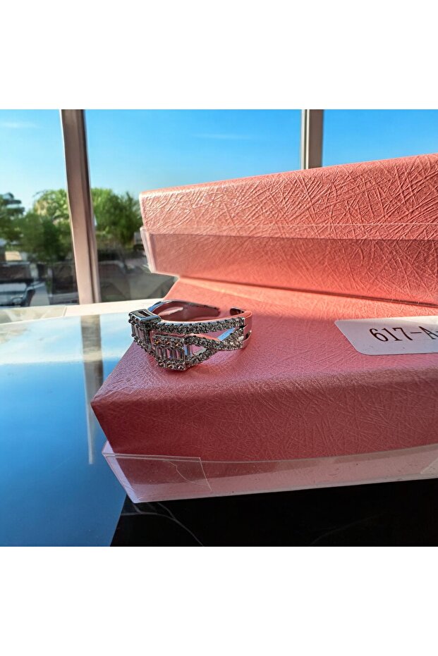 Steel Ring Tarnish-Free Adjustable Mini Baguette Figured (2 Years Importer Guarantee)