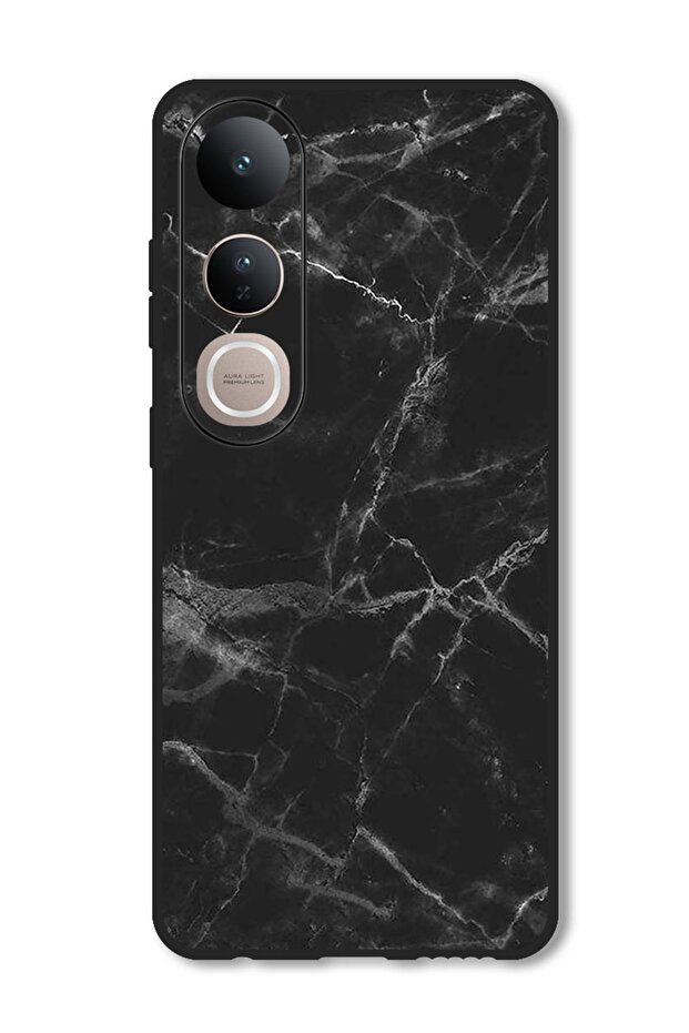 Case Compatible with Vivo V50 Lite Protection Shockproof Bumper Cover Black Marble