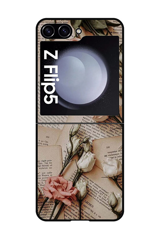 Protective Case Anti Scratch Shock Proof Bumper Cover For Samsung Galaxy Z Flip 5 Books and Flowers