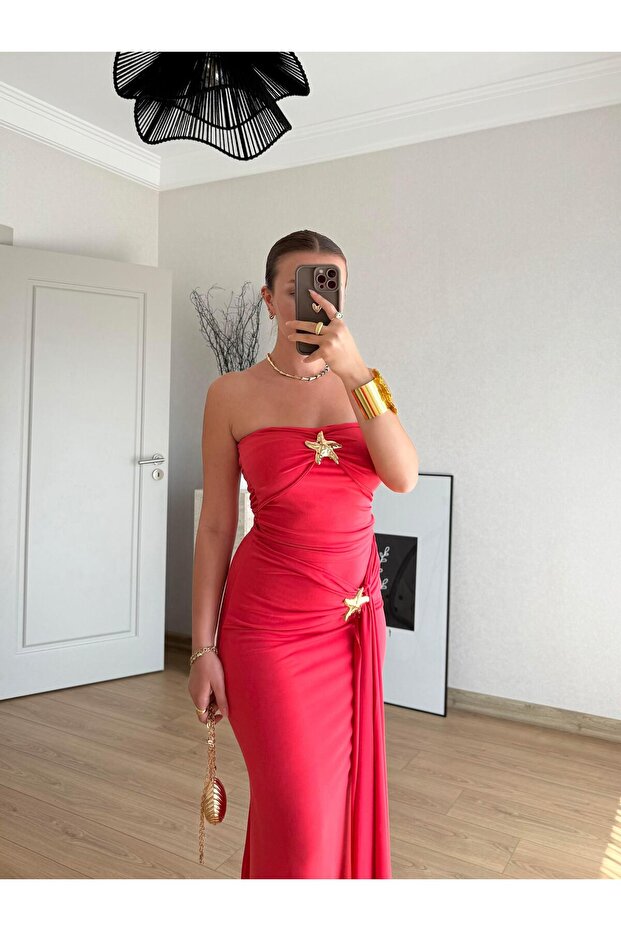 Stella Elegance Kırmızı Elbise - 6