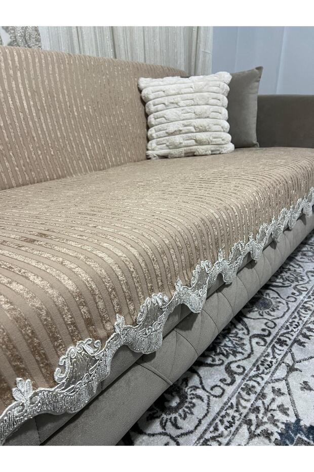 Lace Bamboo Striped Sponge Velvet Non-Slip Sofa Bed Seat Cover