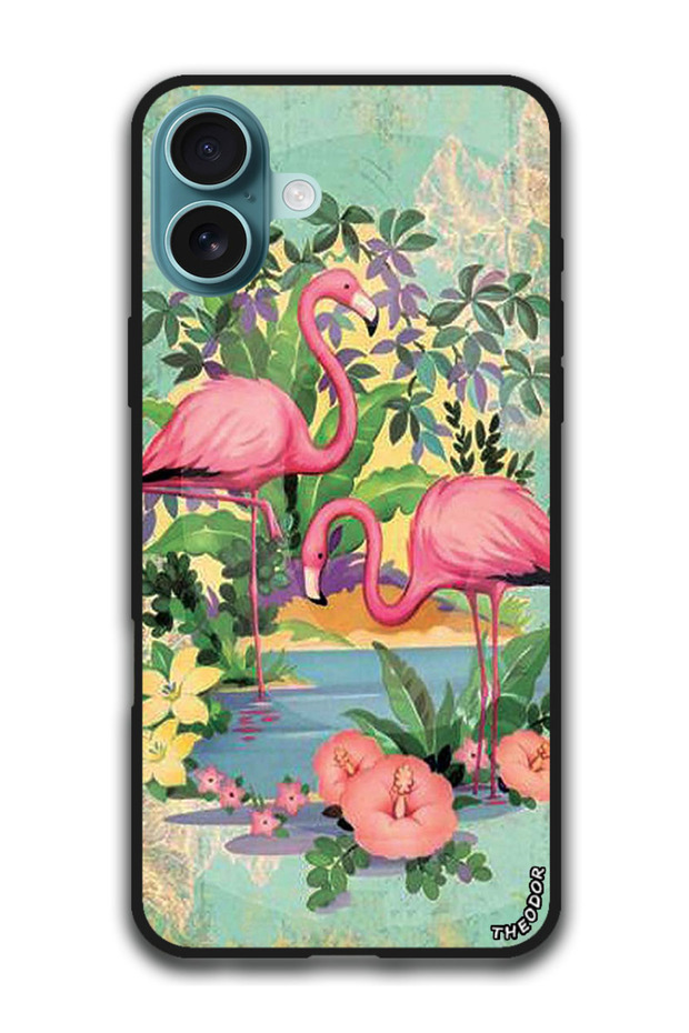 Protective Case Anti Scratch Shock Proof Bumper Cover For iPhone 16 Plus (6.7)-inch Pink Flamingoes