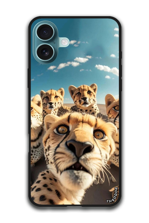 Protective Case Anti Scratch Shock Proof Bumper Cover For iPhone 16 Plus (6.7)-inch Leopard Selfie