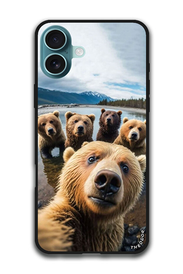 Protective Case Anti Scratch Shock Proof Bumper Cover For iPhone 16 Plus (6.7)-inch Bear Selfie