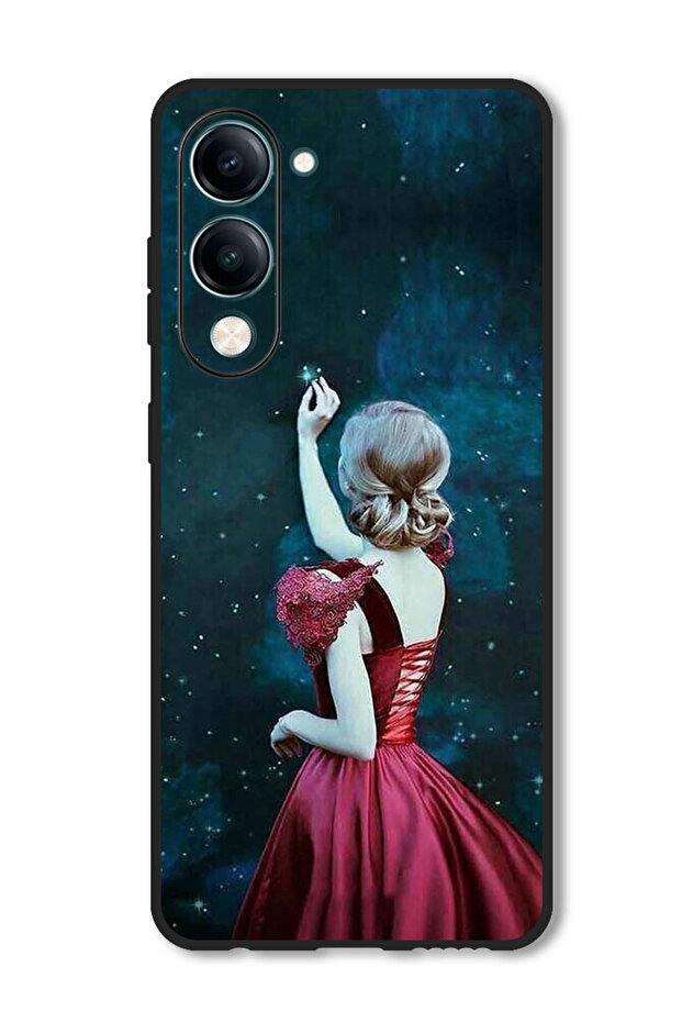 Case Compatible with Vivo Y29s Protection Shockproof Bumper Cover Girl Touching Star