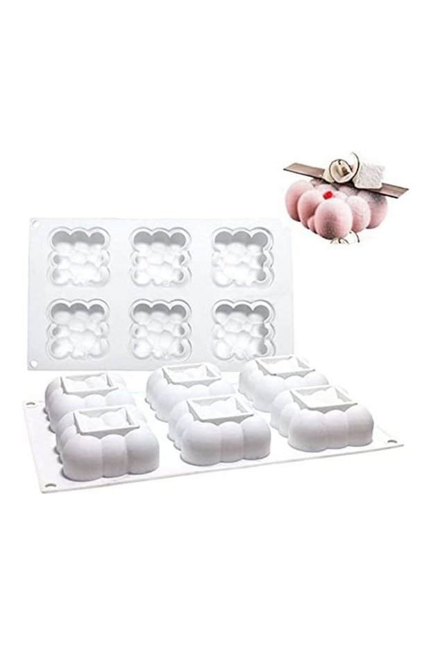 3D Rubik Cube Fondant Silicone Mousse Cake Mold White 175 x 295mm