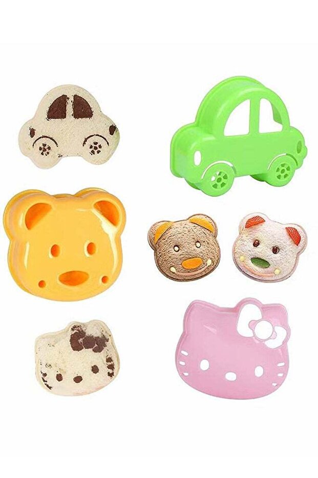 3 Packs Bear Shape Sandwich Cutter And Sealer, Uncrustable Sandwich Maker, Cut And Seal, Lunchbox A
