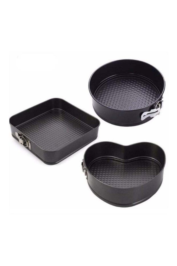 3-Piece Baking Pan Set Black 24x26x28cm