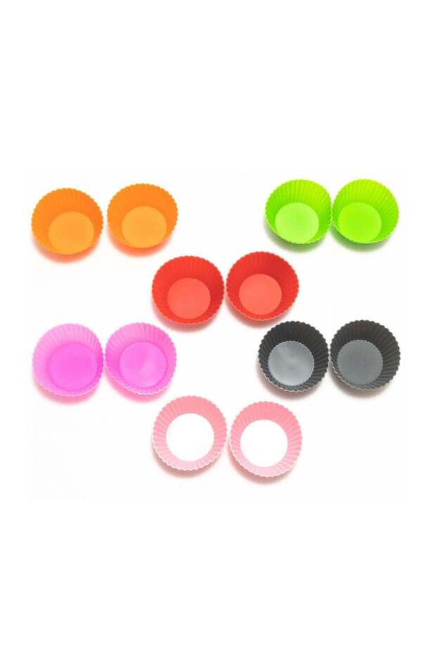Home Care Silicone Cupcake Mold [Set of 12] – Baking Tools, Reusable Silicone Cake Liner in 6 Uniqu
