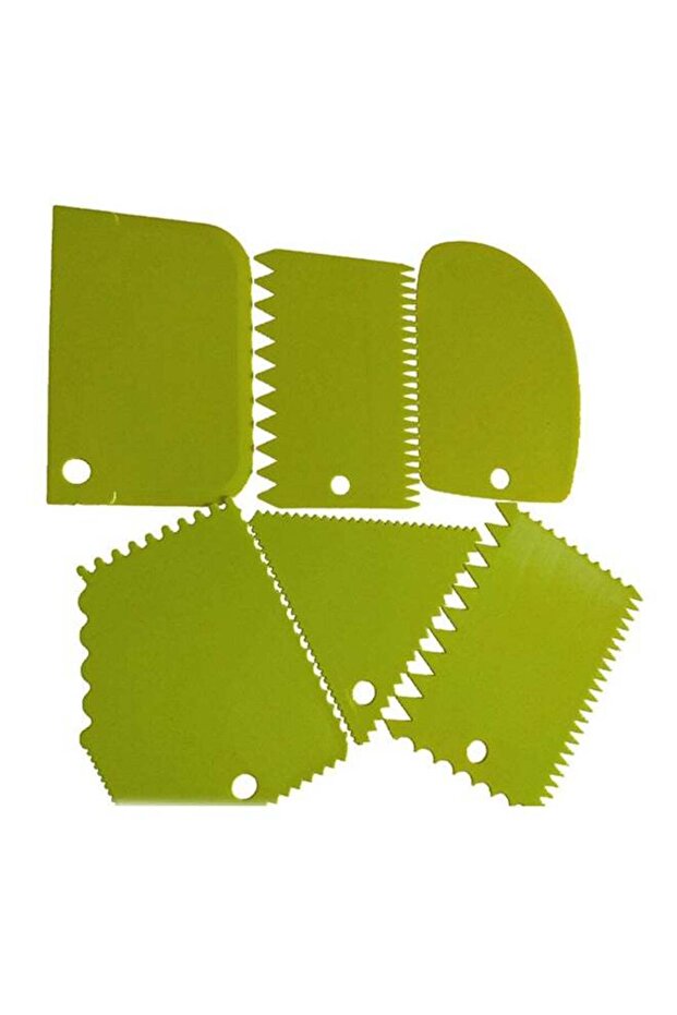 6 Piece Cake Scraper Edge Decorating Cutters Set Green 13centimeter