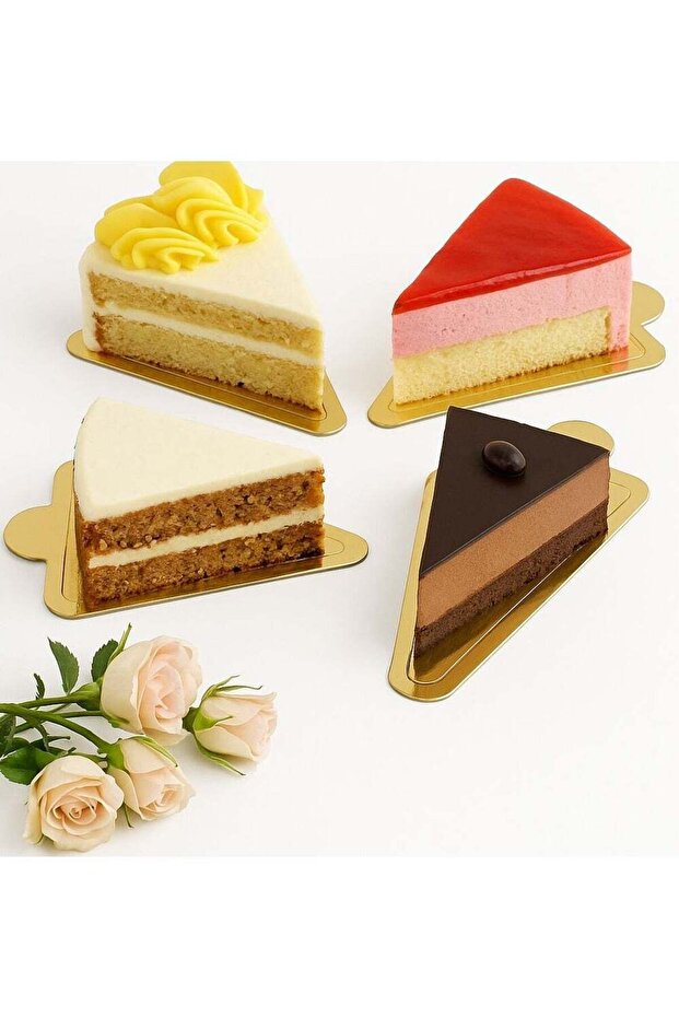 Gold Triangular Cake Board – 12×7 cm | Elegant Slice Cake Base