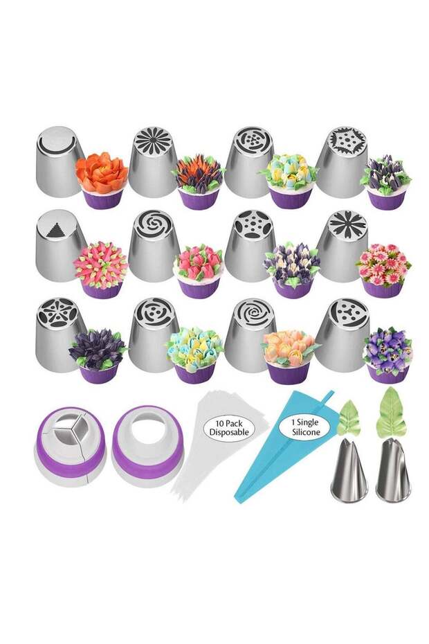 27pcs Russian Piping Tips Cake Decorating Tips Icing Piping Nozzles Tool Piping Ball Tips Cake Deco